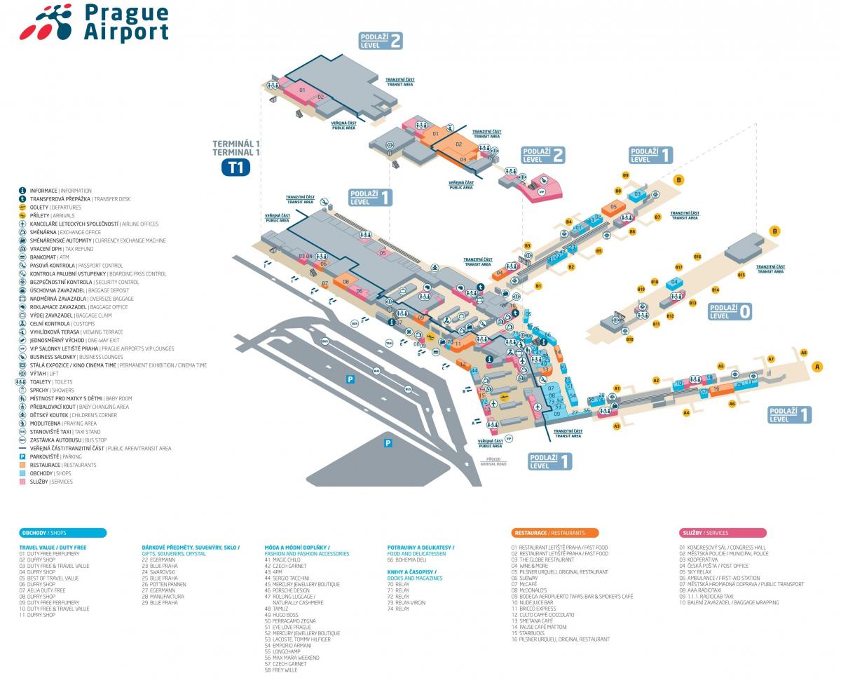 Mappa del terminal dell'aeroporto di Praga