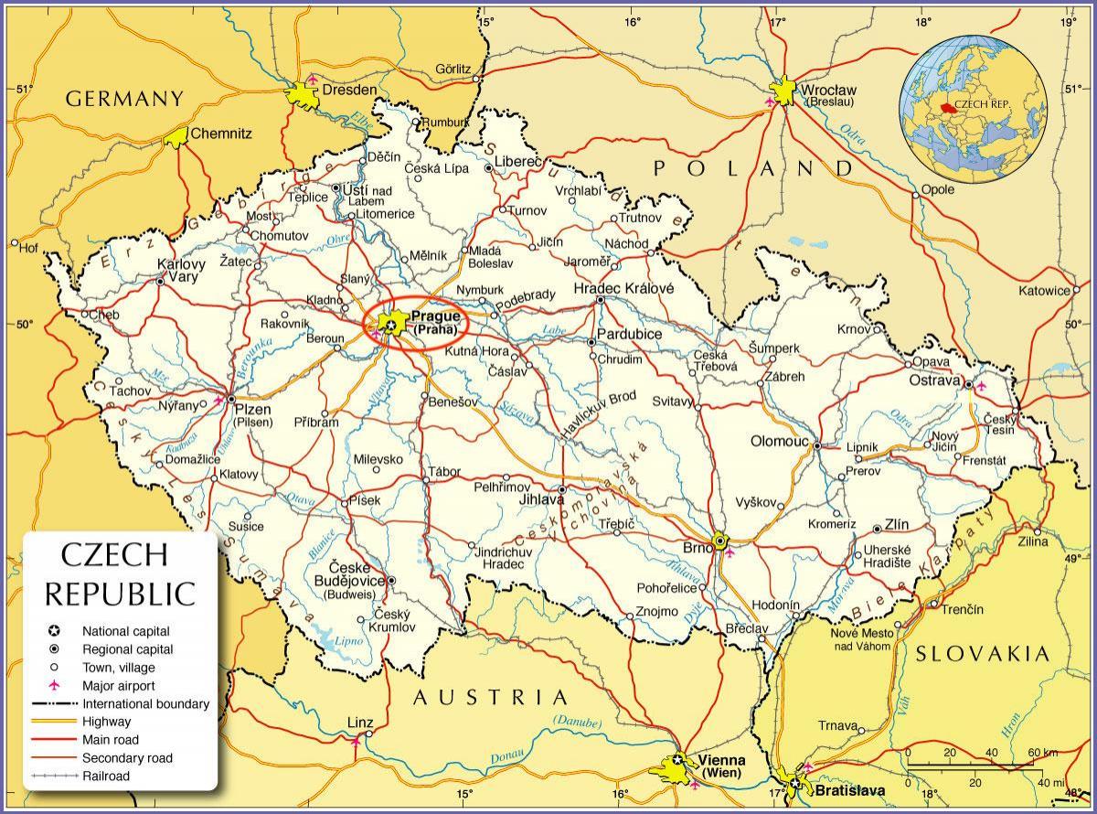 Praga sulla mappa della Repubblica Ceca