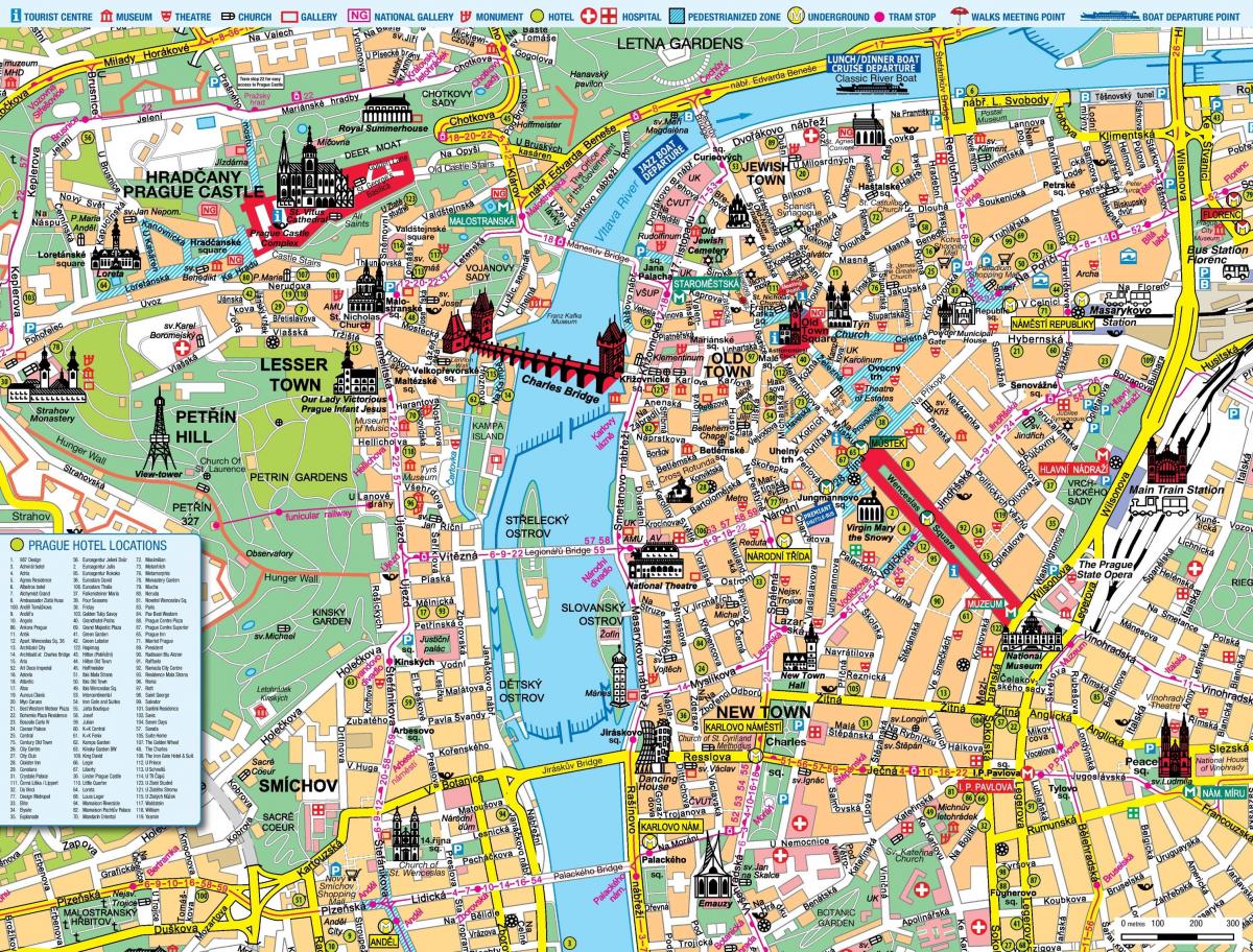 Mappa dei tour a piedi di Praga