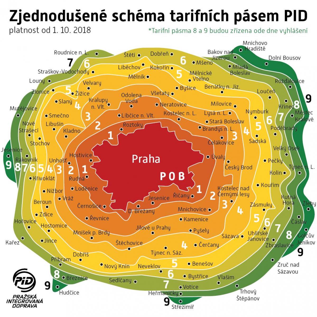 Mappa delle zone di Praga