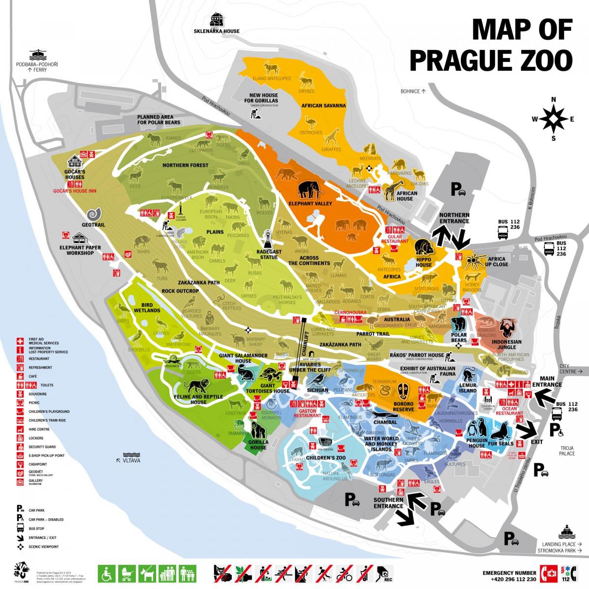 Mappa del parco zoologico di Praga